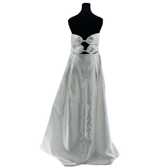 Lulus Pristine Love White Taffeta Strapless Long Maxi Dress With Pockets, Size L - Picture 8 of 16